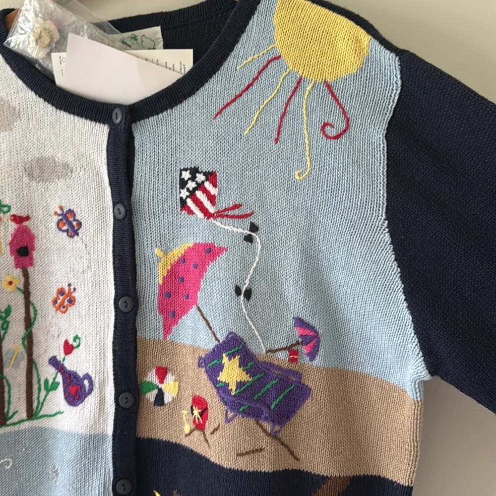 Quacker Factory NWT Multicolor Four Seasonal Button Covers Cardigan Size Large - Picture 6 of 9